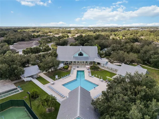 an aerial view of a house