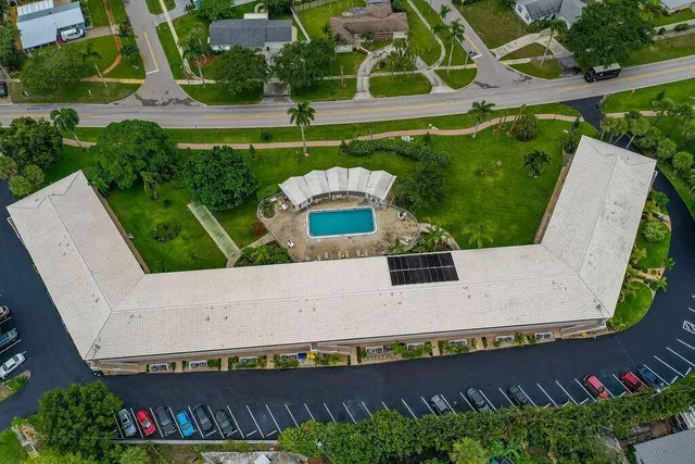 an aerial view of a house