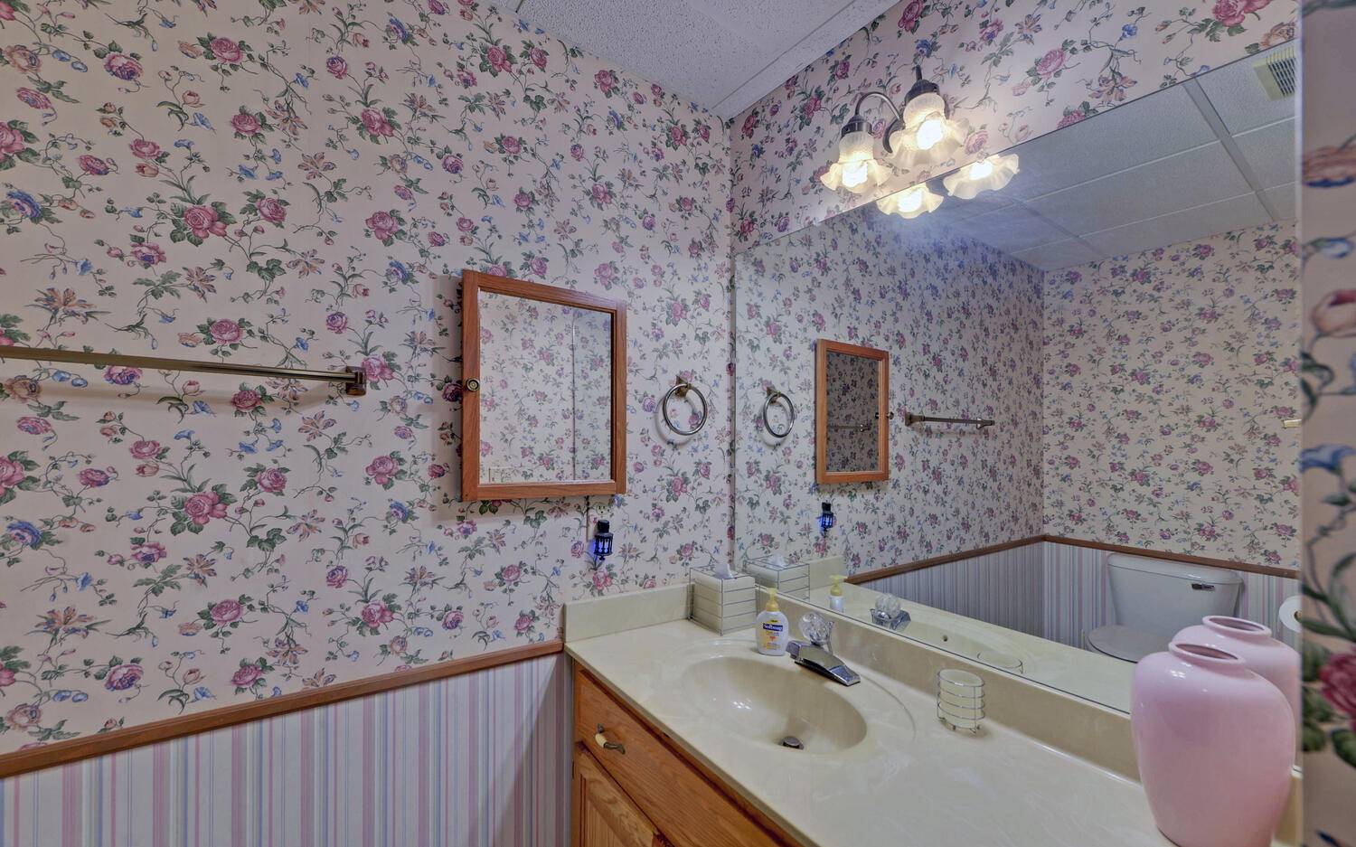 2139 Lake Louisa Road Hiawassee, GA 30546 - Photo 20 of 48 a bathroom with a sink a vanity and a mirror
