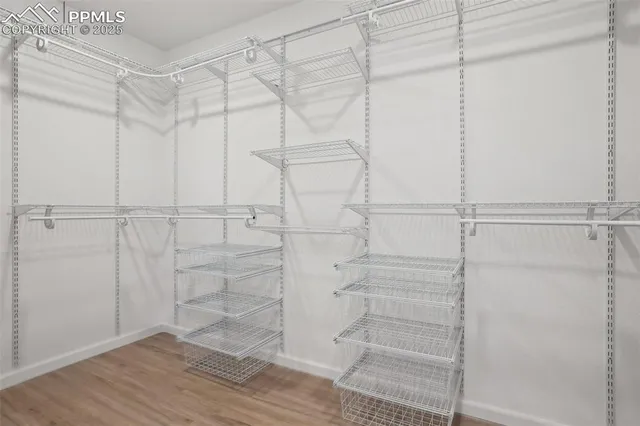 a view of an empty walk in closet