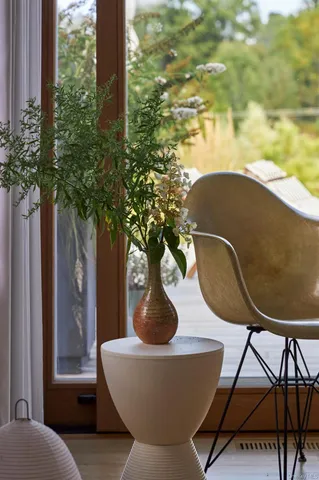 a bedroom with a bed and a fireplace