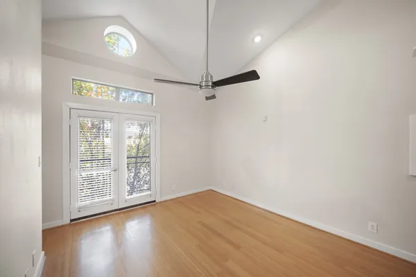 a view of entryway with wooden floor