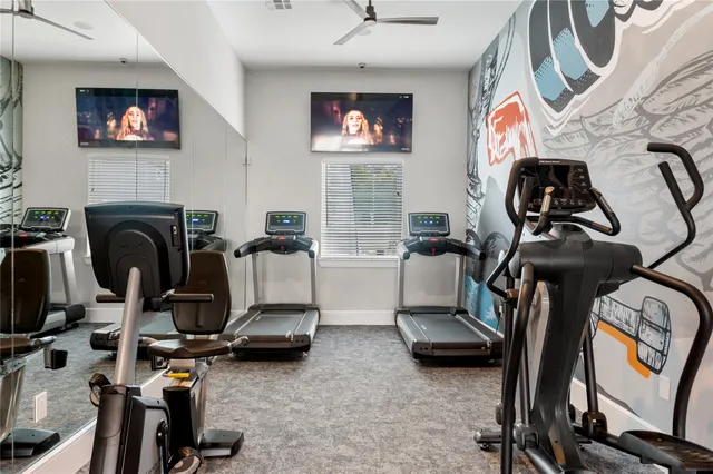 a view of a room with gym equipment
