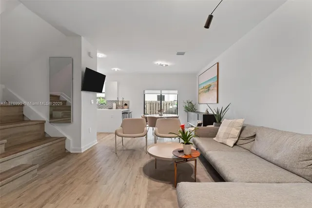 a living room with furniture