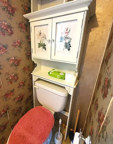 a bathroom with a toilet and a sink