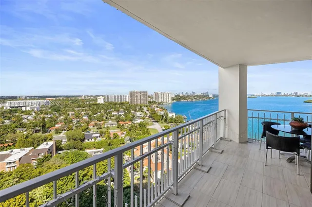 a view of a city from a balcony