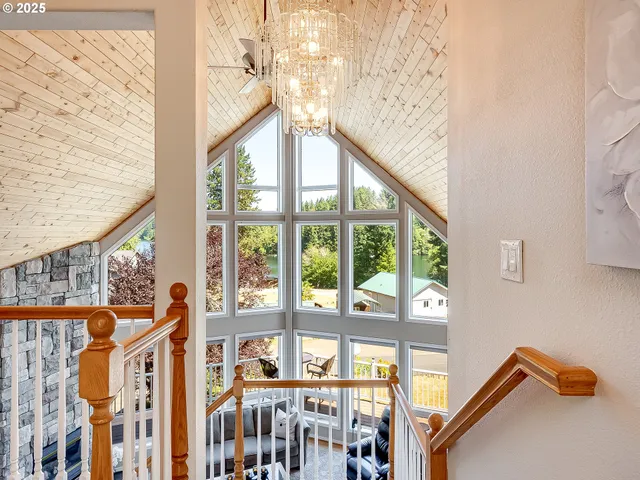 a view of a large building and stairs