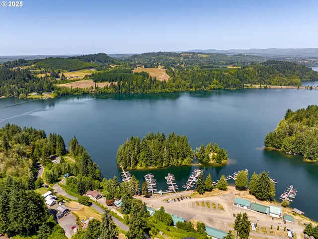 a view of a lake with a mountain in the background