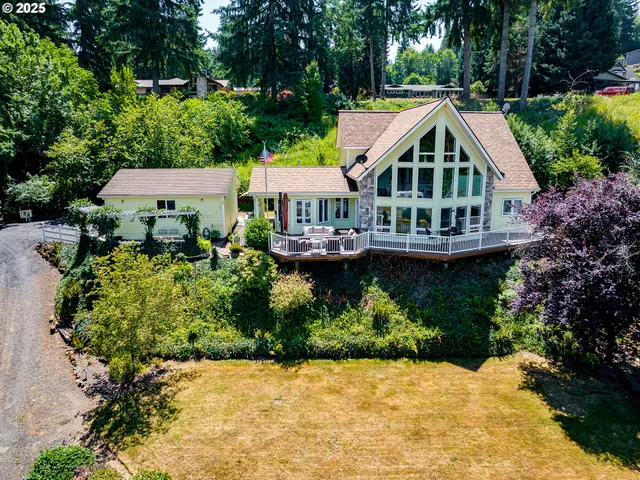 an aerial view of a house