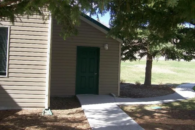 a view of a porch with a tree