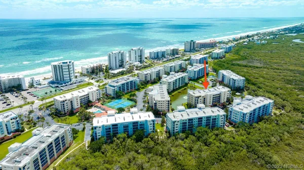 a view of building and ocean view