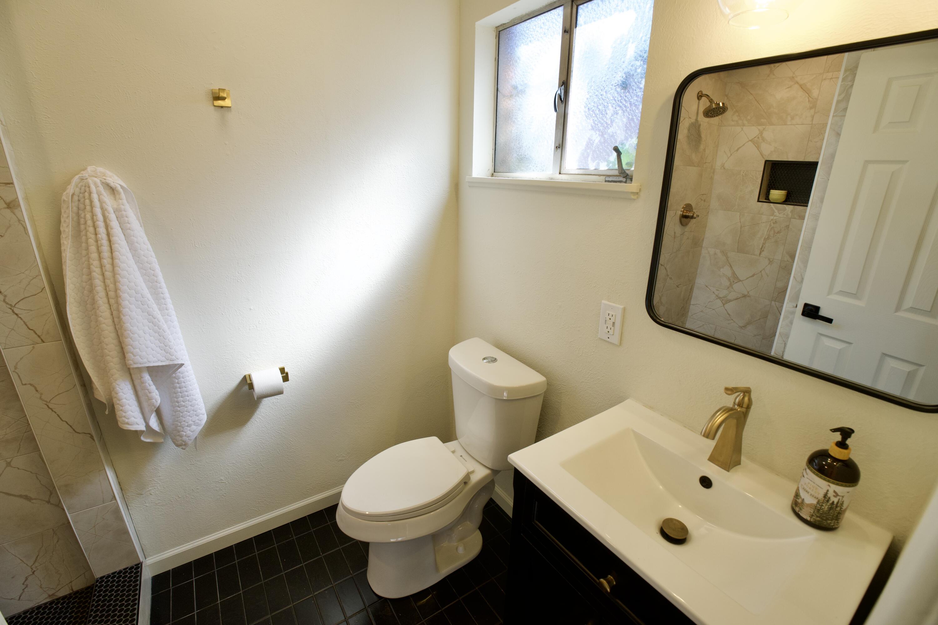 3625 59th Street Lubbock, TX 79413 - Photo 38 of 41 a bathroom with a sink mirror and toilet