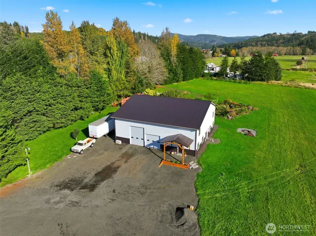 a view of a lake with a city