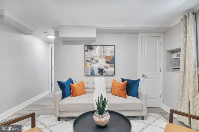 a living room with furniture and a couch