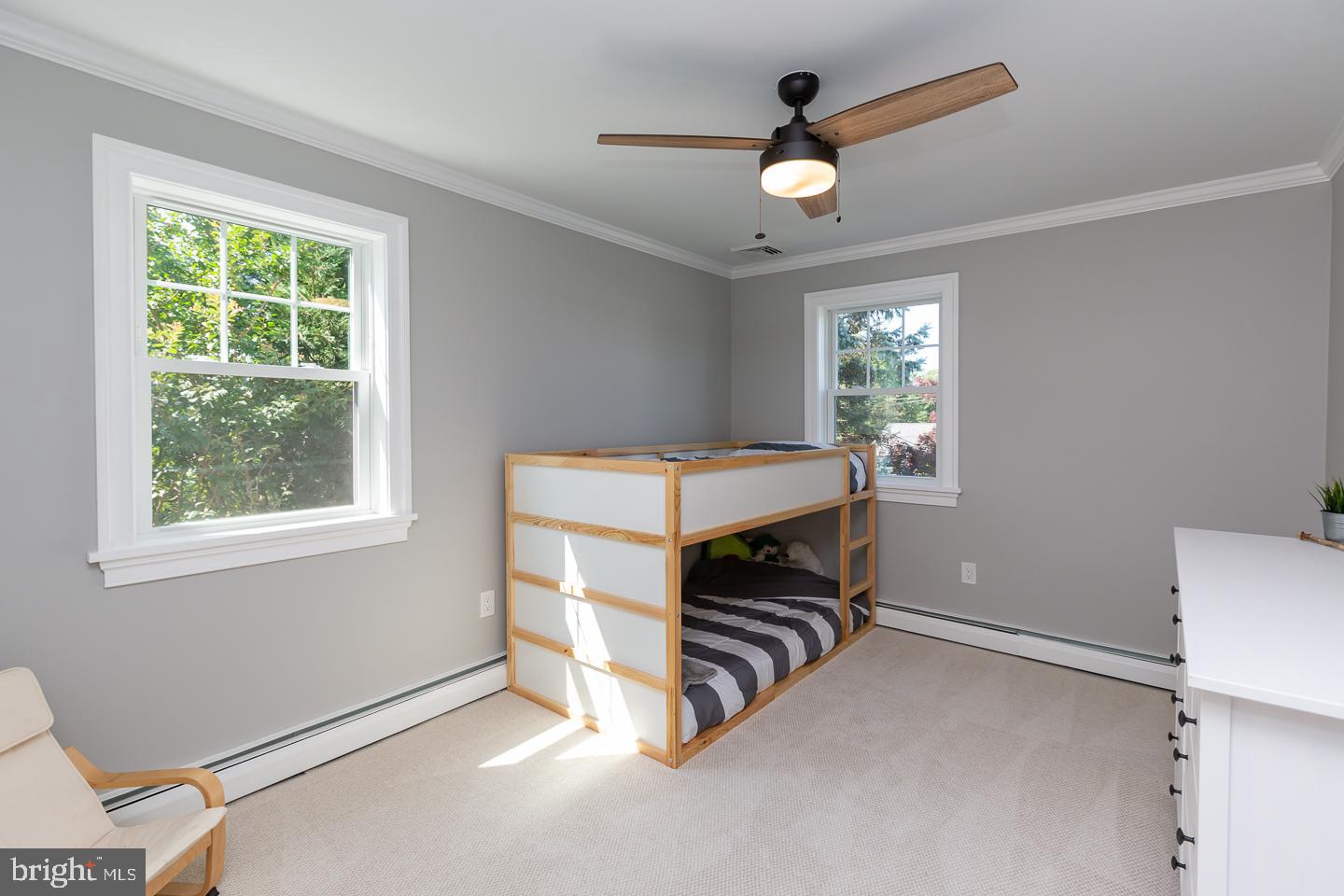 100 Bobbin Mill Road Media, PA 19063 - Photo 25 of 37 Bedroom 2 w/Crown Molding & Ceiling Fan