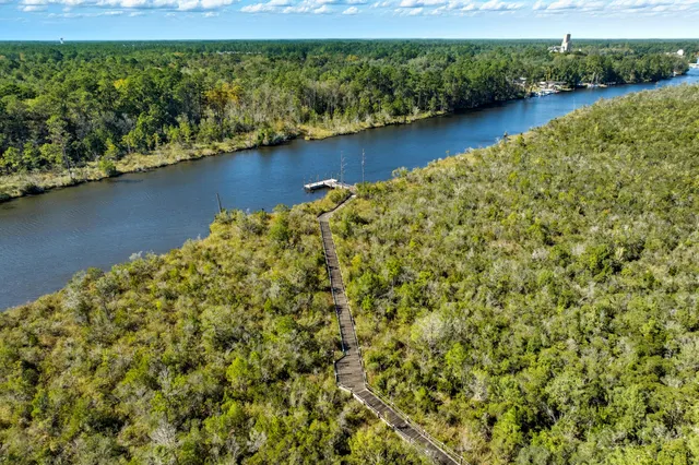 a view of a lake with a houses