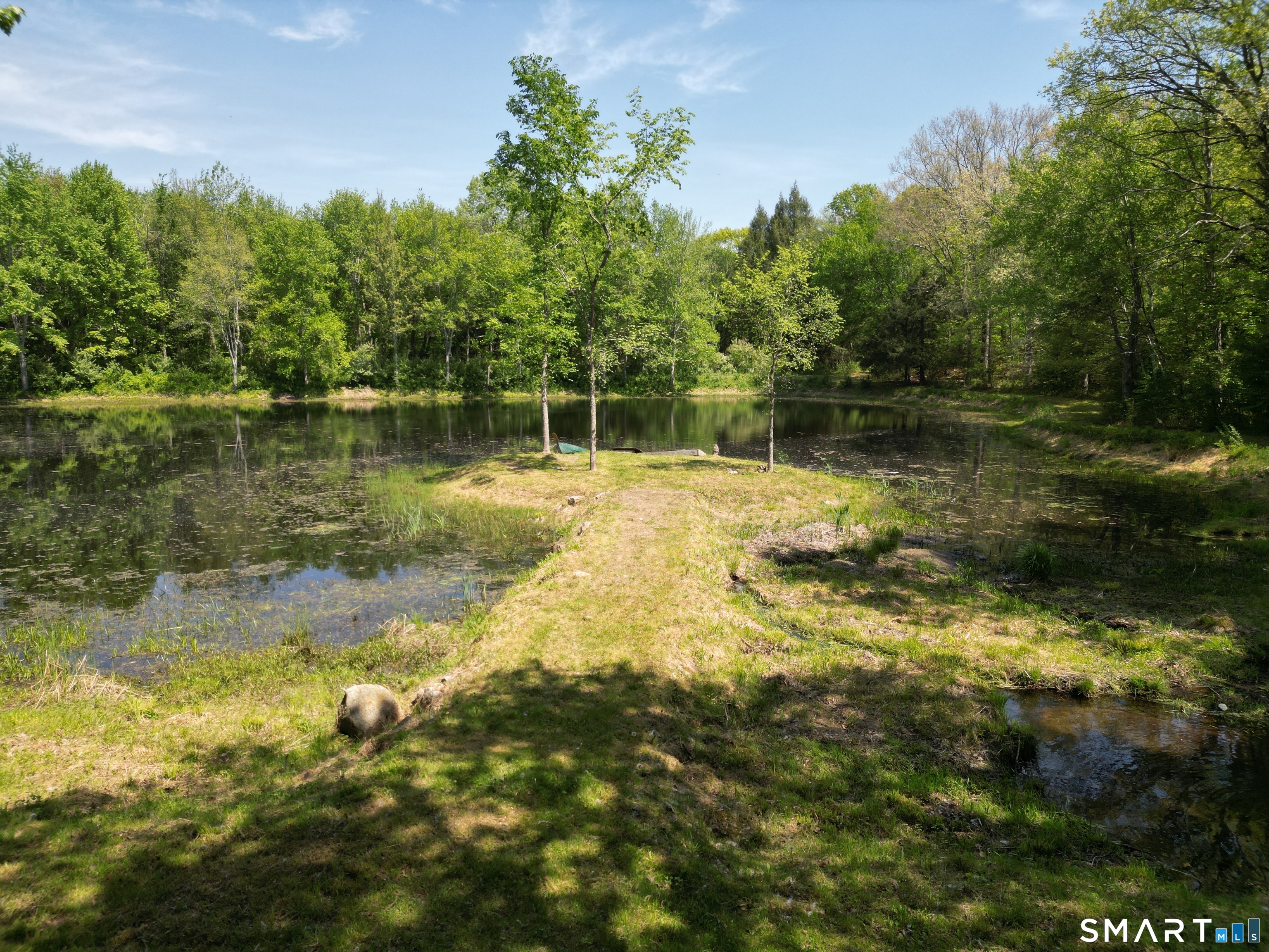 2880 Main Street Coventry, CT 06238 - Photo 38 of 40 Land peninsula extends into pond leading to dock.