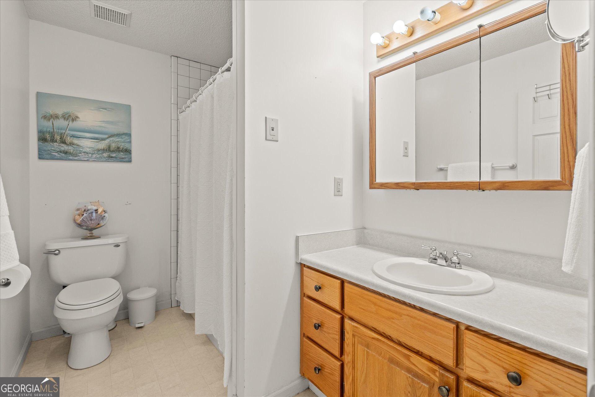 2643 Macedonia Road Franklin, GA 30217 - Photo 12 of 47 a bathroom with a granite countertop sink a toilet and a mirror