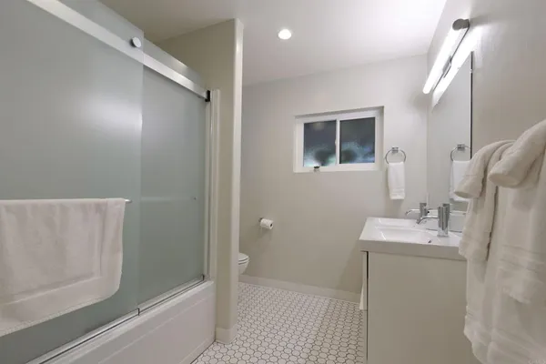 a view of a bench in a yard