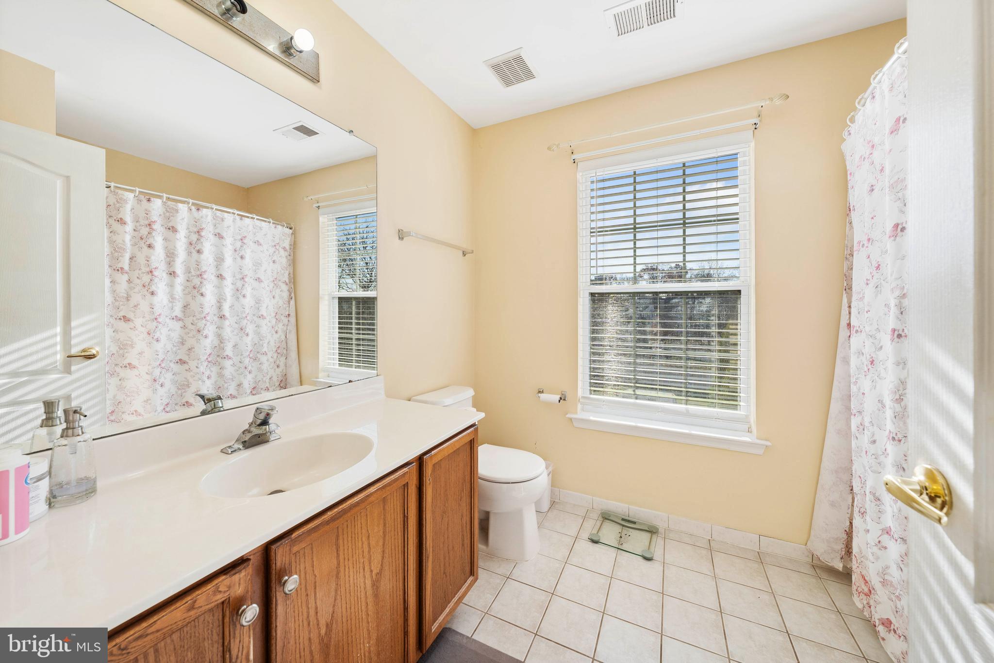 33 Cayuga Road Bordentown, NJ 08505 - Photo 16 of 30 a bathroom with a sink a toilet and a large mirror