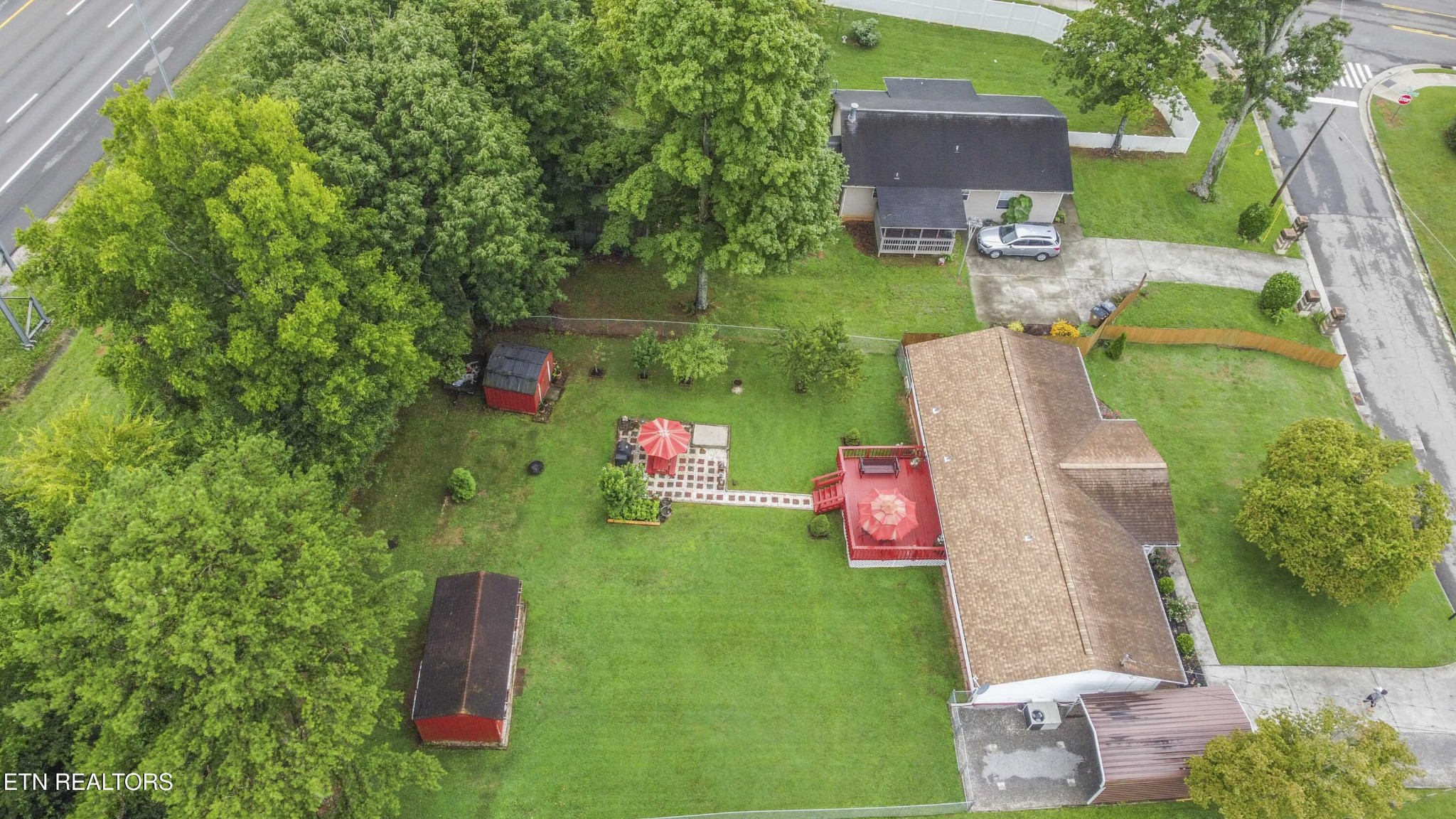 2206 Rambling Road Knoxville, TN 37912 - Photo 28 of 47 an aerial view of a house with outdoor space pool seating area and yard