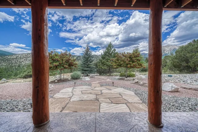 a view of a yard with a tree