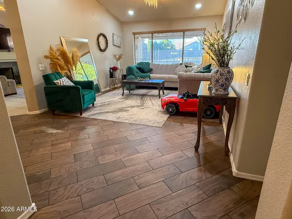 a living room with furniture