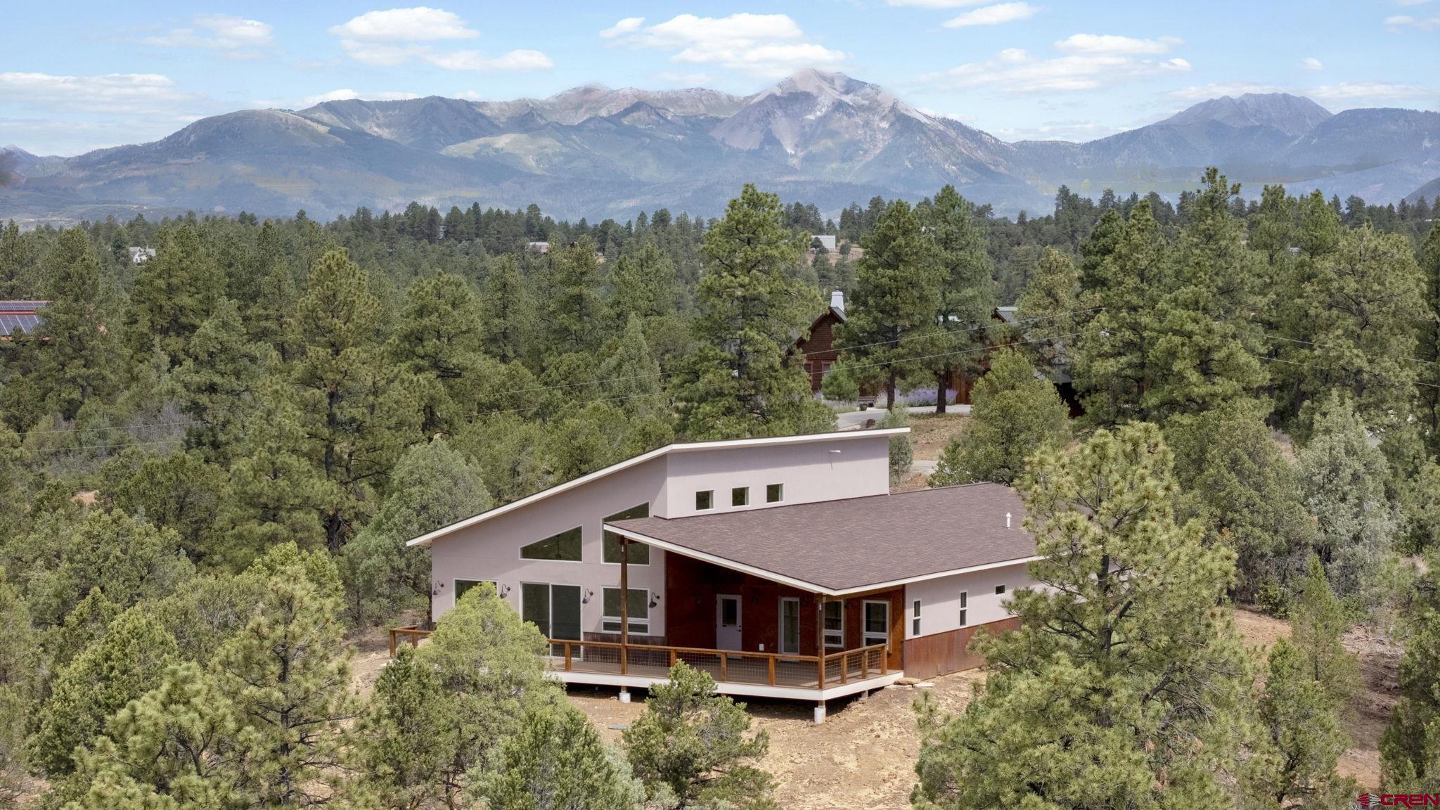 an aerial view of a house