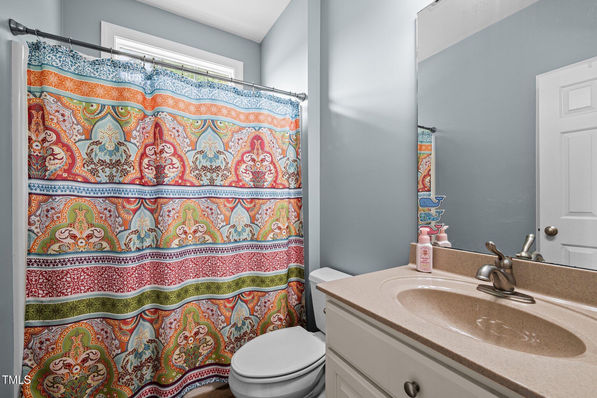 281 Derwin Drive Timberlake, NC 27583 - Photo 19 of 29 a bathroom with a sink and mirror with toilet