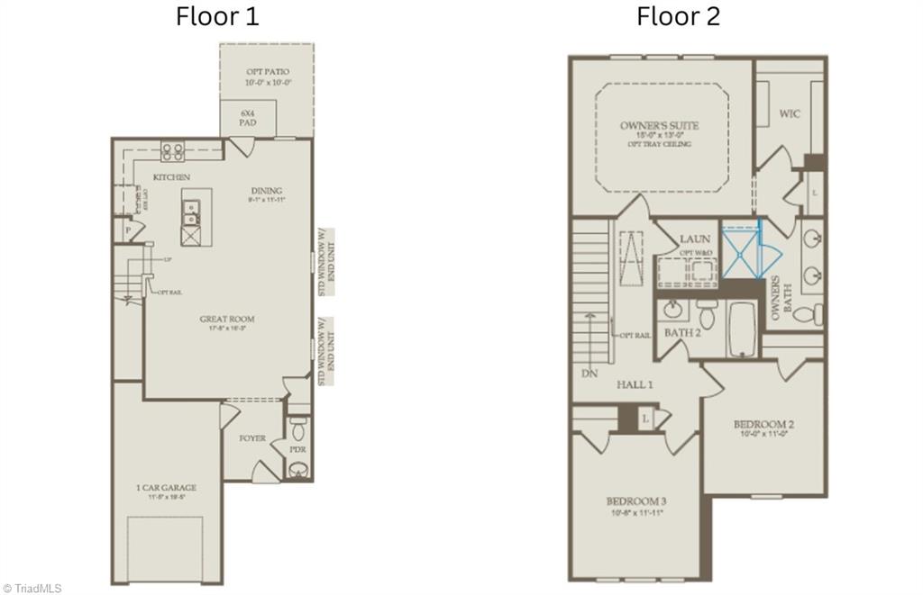 1024 Poets Walk Road Whitsett, NC 27377 - Photo 19 of 19 Floor Plan Level 1 and 2