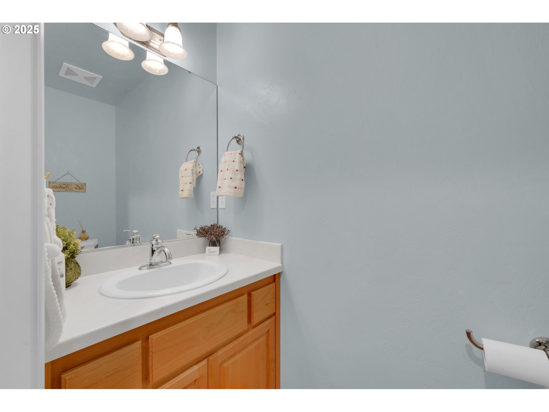 832 Mint Meadow Way Springfield, OR 97477 - Photo 14 of 31 a bathroom with a sink vanity and a mirror
