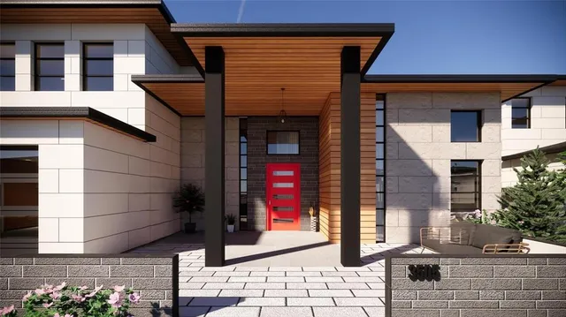 a front view of a house with a shower