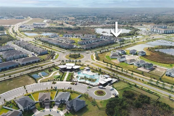 a view of a water with a terrace