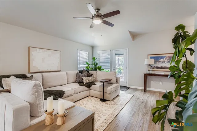 a living room with furniture