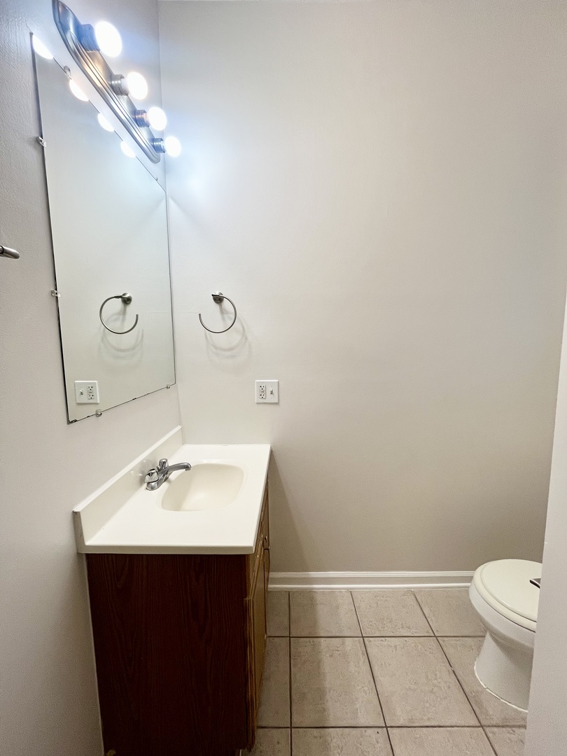 3227 South Carpenter Street, Unit 1M Chicago, IL 60608 - Photo 7 of 14 a bathroom with a sink a toilet and mirror
