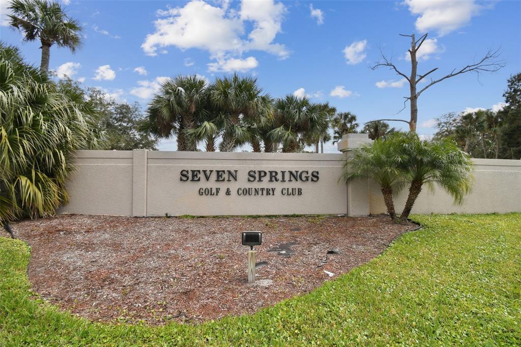 9613 Midiron Court, Unit 39A New Port Richey, FL 34655 - Photo 75 of 76 a sign of golf club on a wall under a tree