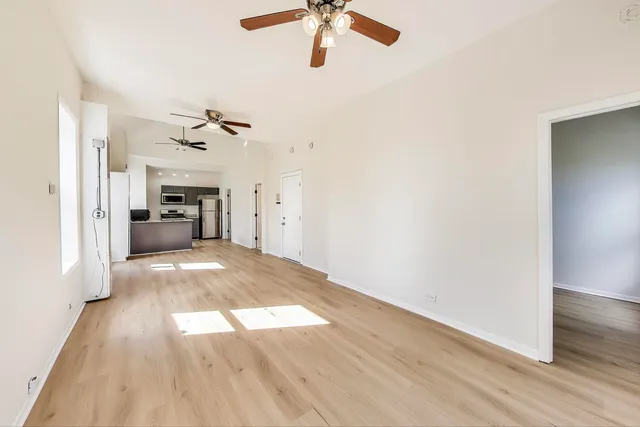 a view of a livingroom with a window