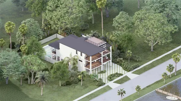 an aerial view of a house