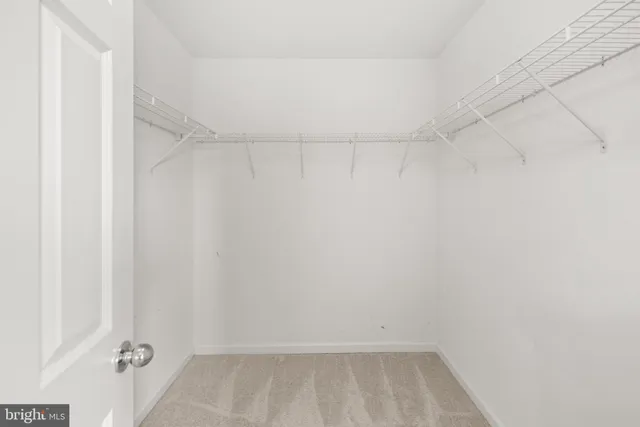 a view of an empty walk in closet