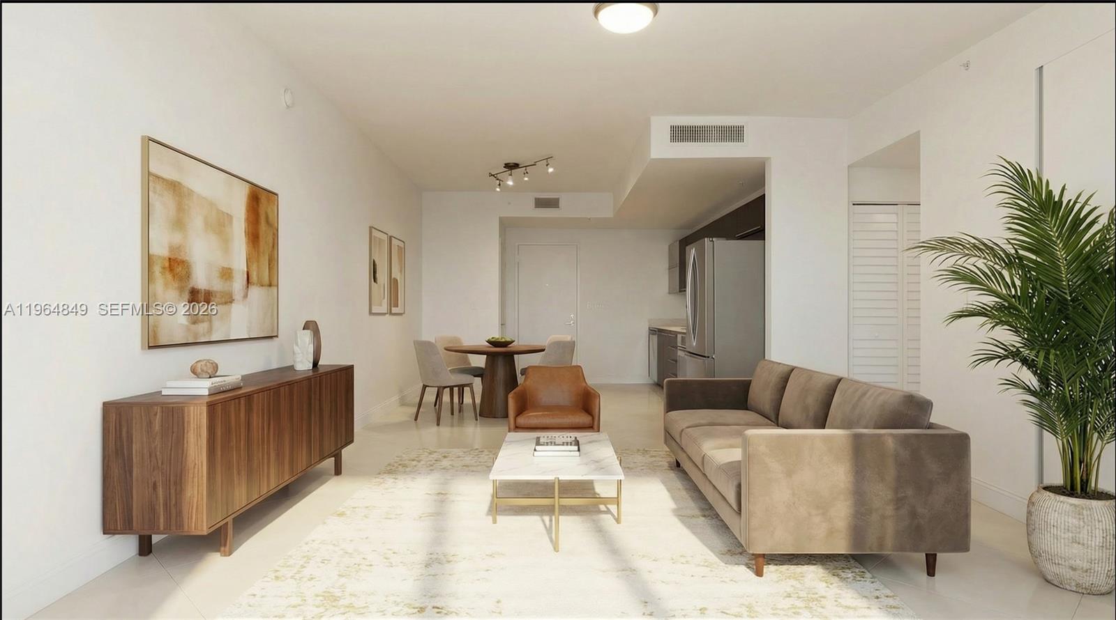 90 Southwest 3rd Street, Unit 1608 Miami, FL 33130 - Photo 4 of 32 a living room with furniture and wooden floor