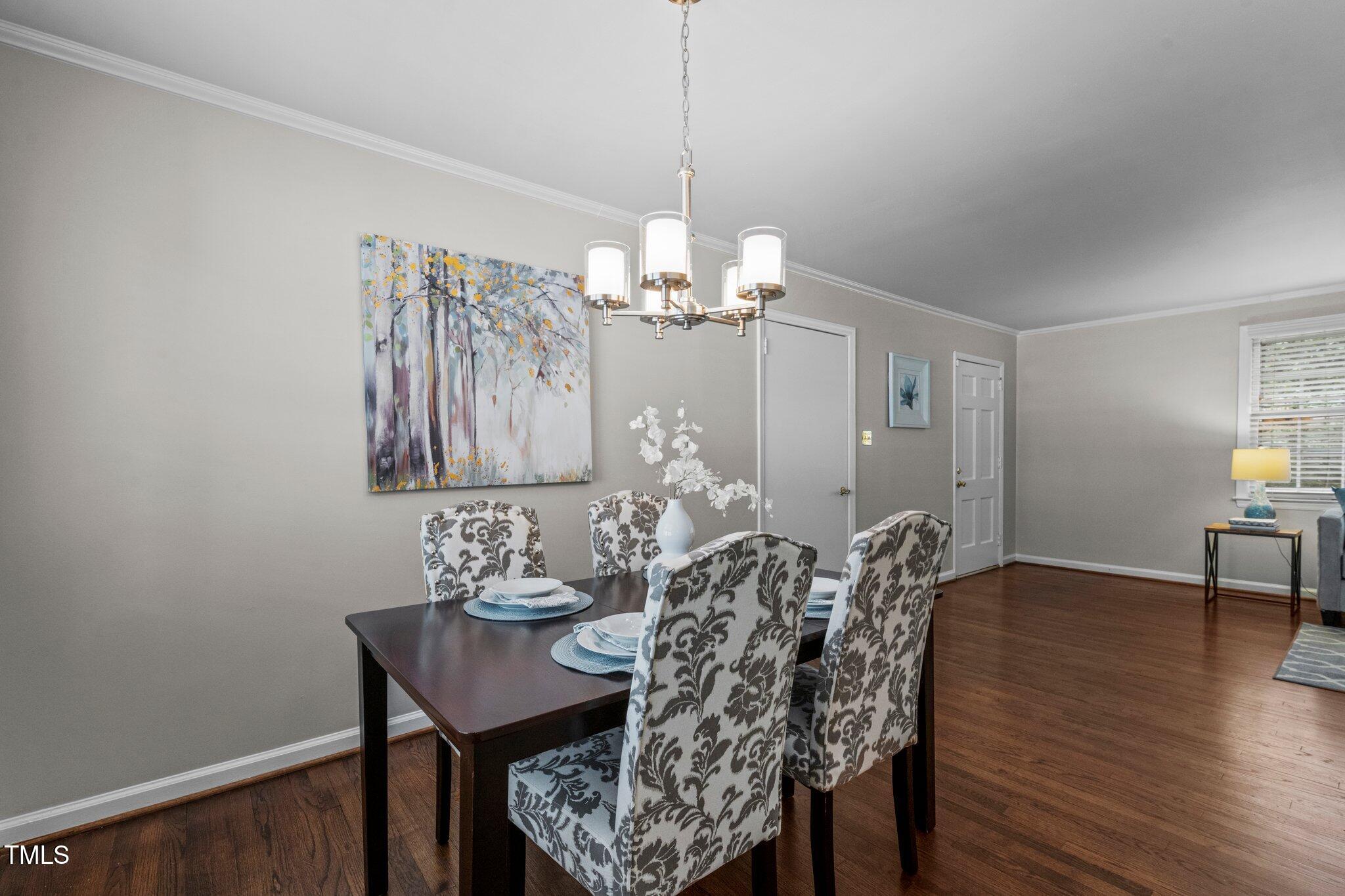 530 Banks Street Raleigh, NC 27604 - Photo 6 of 50 a view of a dining room with furniture and chandelier