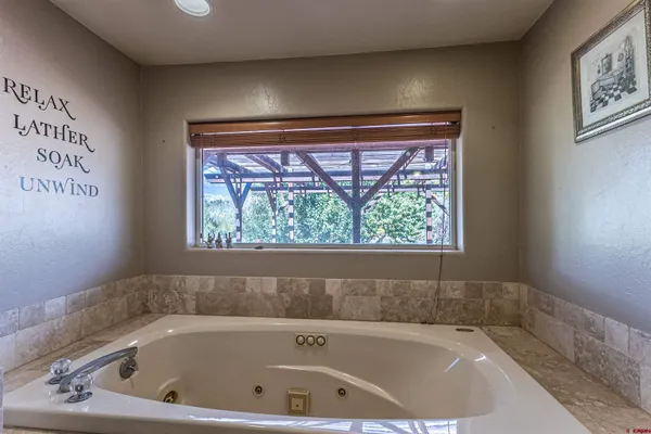 a bathroom with a bathtub