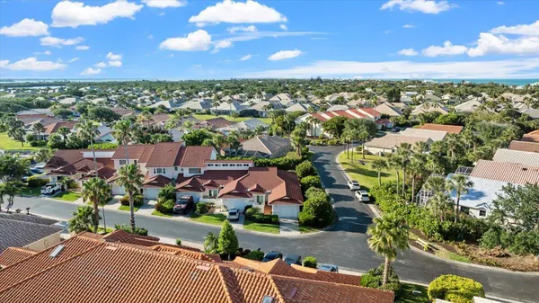 an aerial view of a house