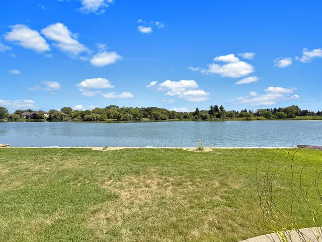 a view of a big house with a big yard and potted plants