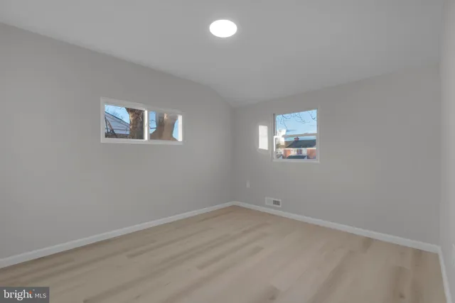 an empty room with a workbench