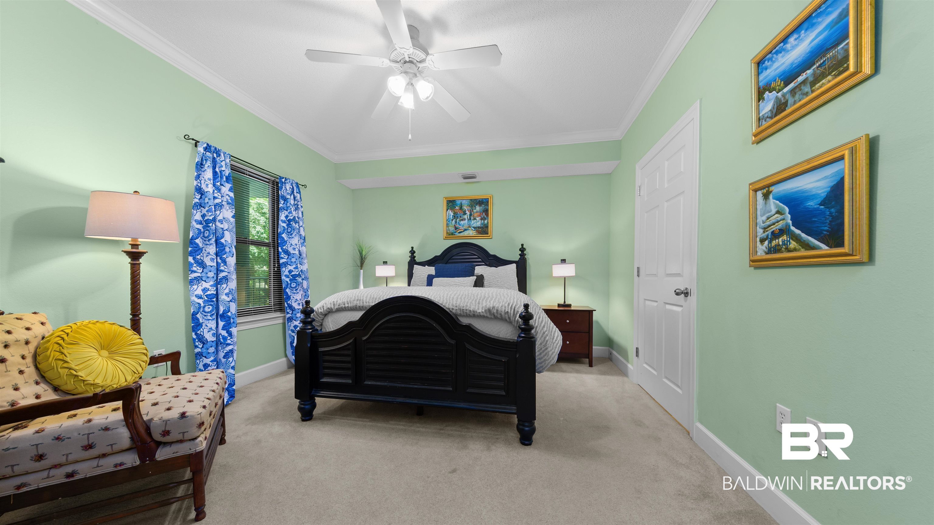 27582 Canal Road, Unit 2207 Orange Beach, AL 36561 - Photo 7 of 25 Carpeted bedroom with ceiling fan and ornamental molding