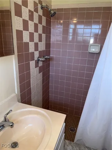 a bathroom with a bathtub