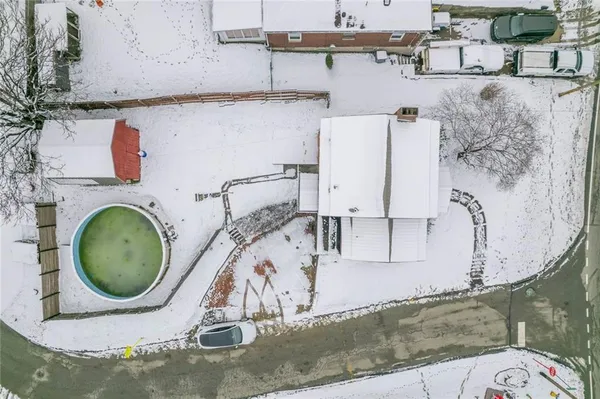 an aerial view of a house having outdoor space
