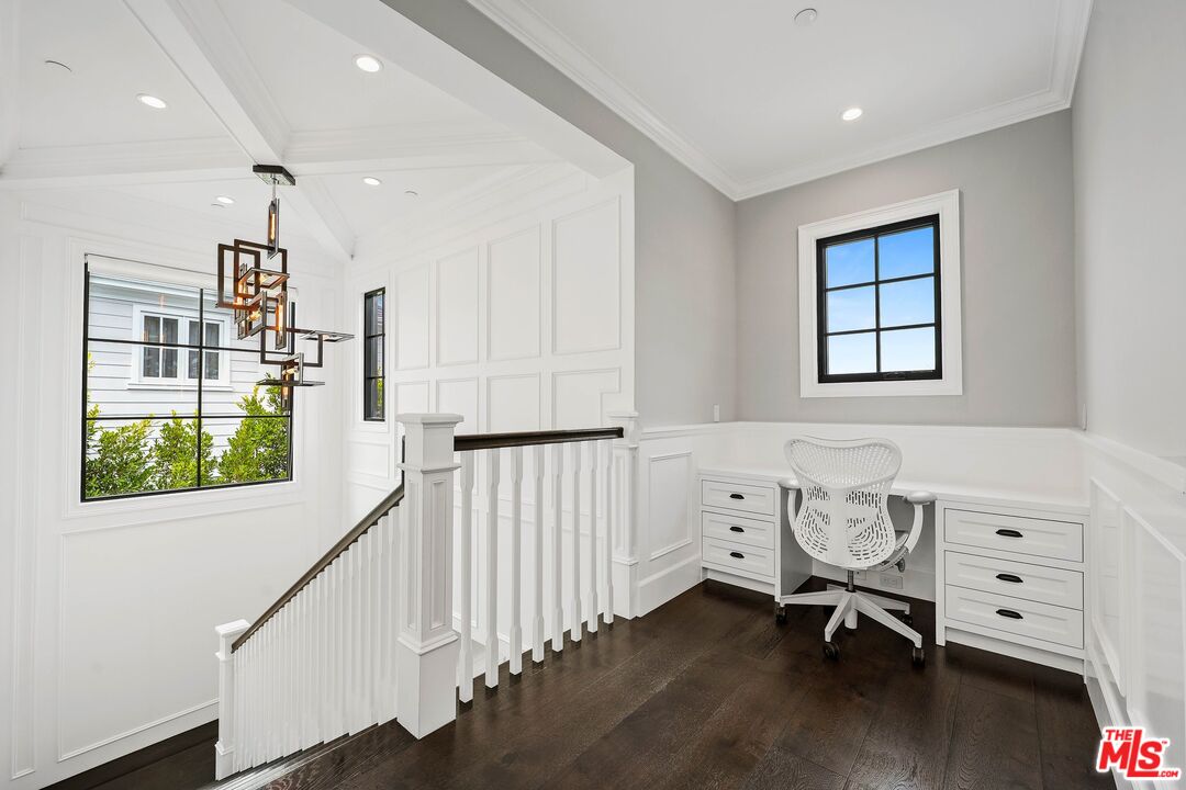 9348 Cresta Drive Los Angeles, CA 90035 - Photo 26 of 44 a view of workspace with wooden floor windows