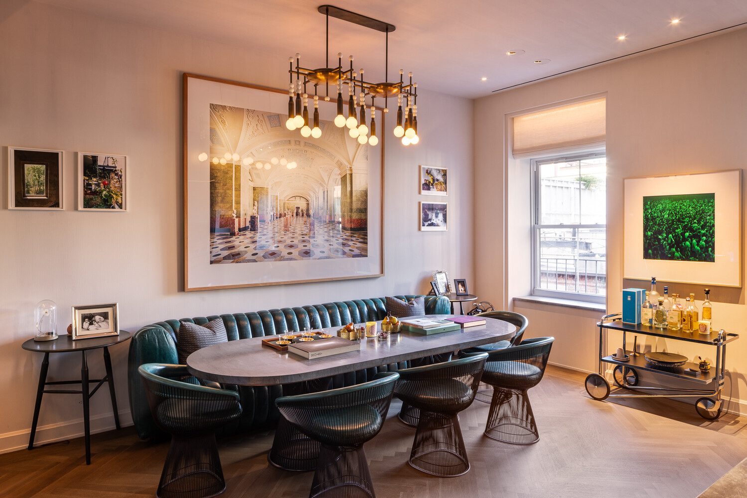 20 Greene Street, Unit PH Manhattan, NY 10013 - Photo 23 of 38 a dining room with furniture a chandelier and window